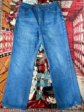 Sears true VTG late 70s blue wide leg boot cut flare denim jeans 32x31”